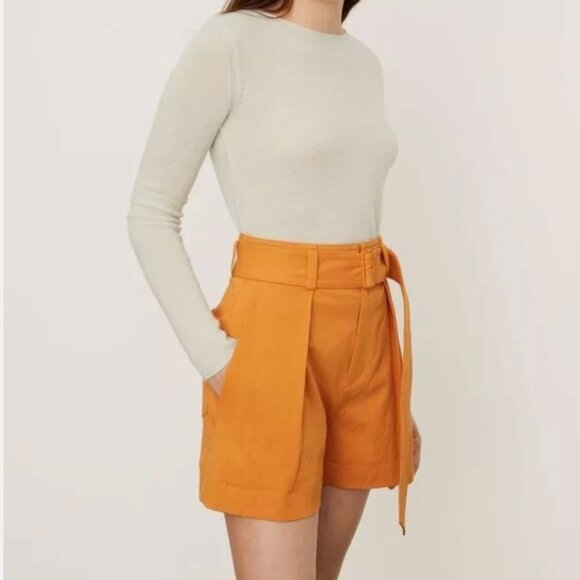 Vince High-Rise Belted Twill Shorts – Burnt Orange (Women’s Size 00) Pre-Owned - Picture 4 of 8